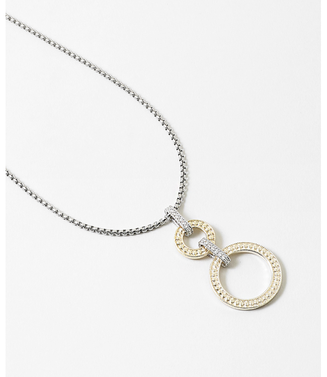 Round Two-Tone Long Pendant Necklace