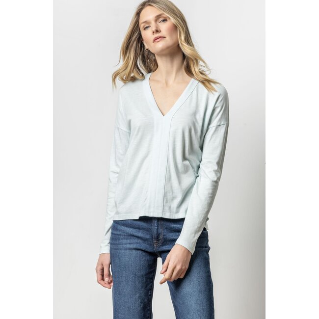 Lilla P Drop Shoulder V-Neck Top