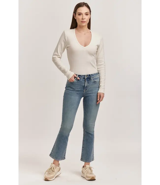 Dear John Jeanne High Rise Crop Flare Jean