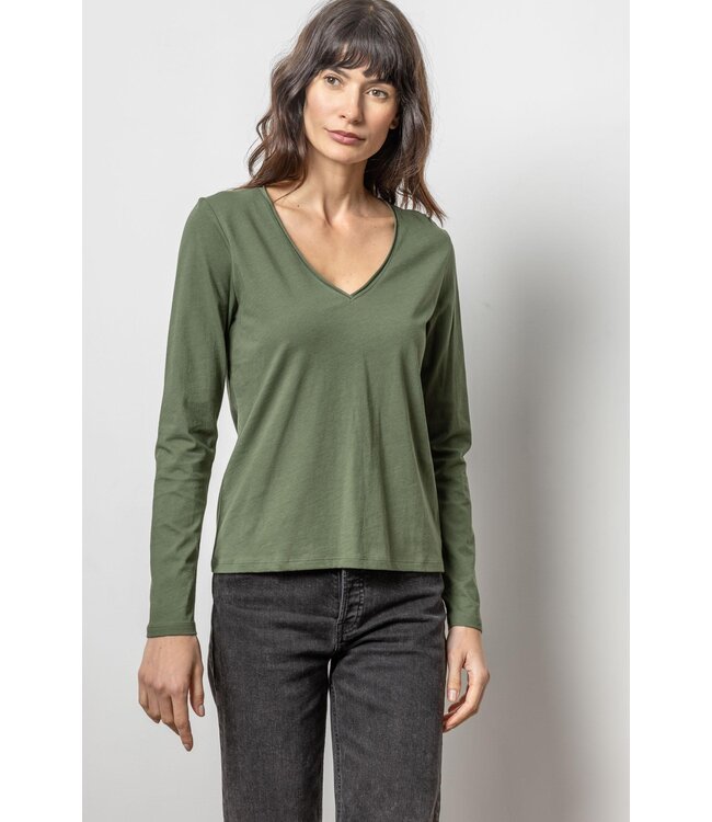 Lilla P Rolled Edge V-Neck Tee