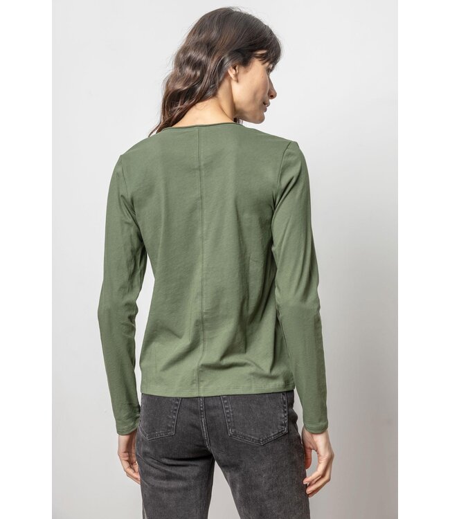 Lilla P Rolled Edge V-Neck Tee