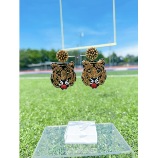 Beaded Tiger Head Earring