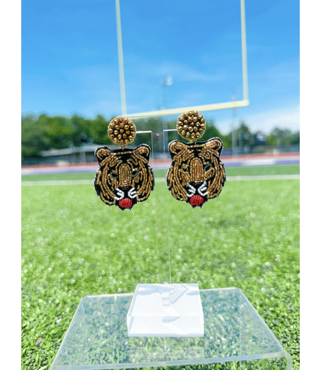 Beaded Tiger Head Earring