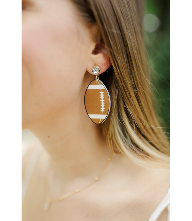 Brown Acrylic Football Earrings