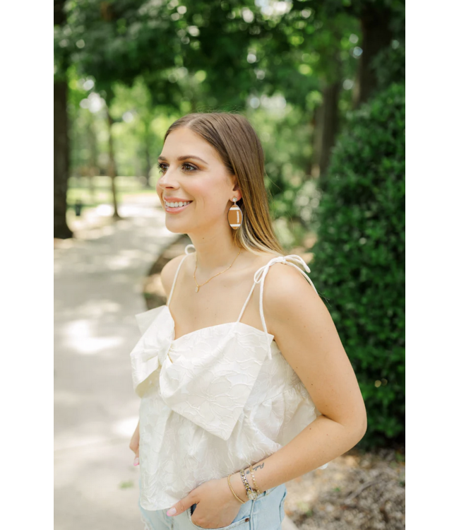 Brown Acrylic Football Earrings