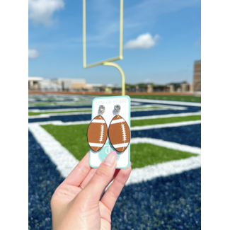 Brown Acrylic Football Earrings