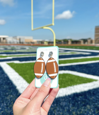 Brown Acrylic Football Earrings