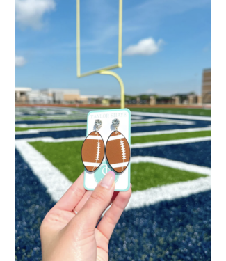 Brown Acrylic Football Earrings