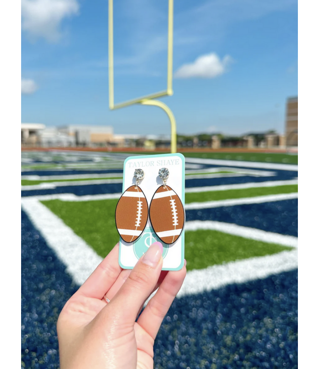Brown Acrylic Football Earrings