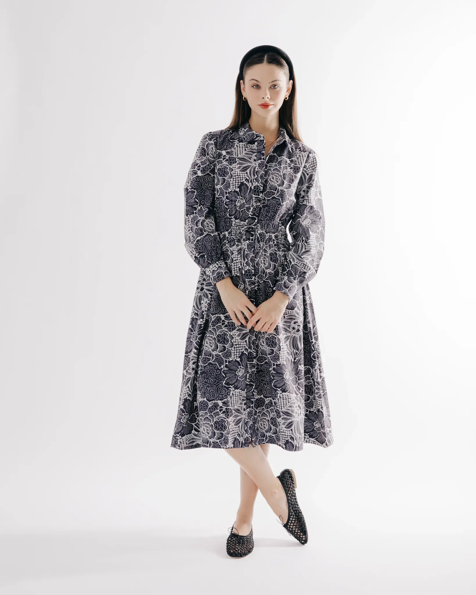 knee length dresses for ladies Black Label Denim Puff Sleeve Midi Dress – Peace Love World