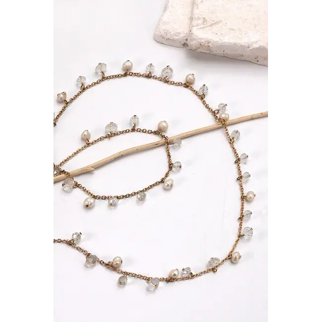 Long Floating Pearl Mix Necklace