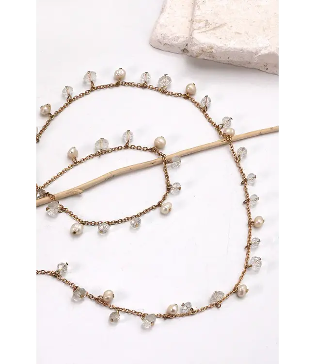 Long Floating Pearl Mix Necklace