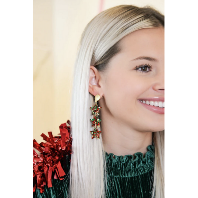 Christmas Confetti Triple Star Earrings