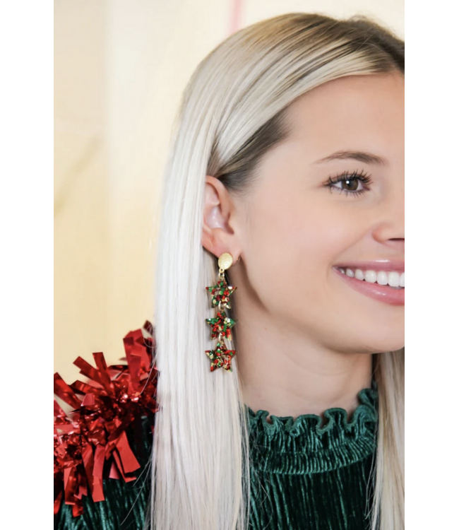 Christmas Confetti Triple Star Earrings
