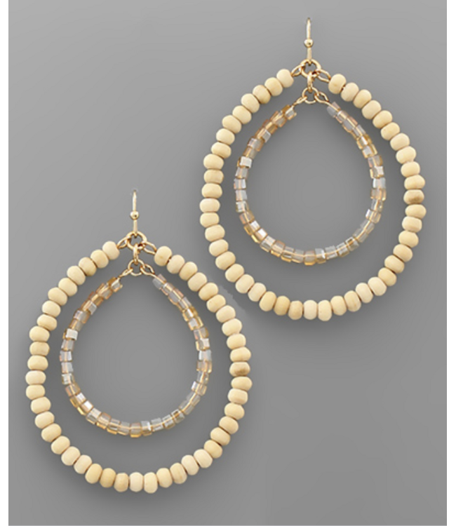 Wood & Glass 2 Circle Earrings