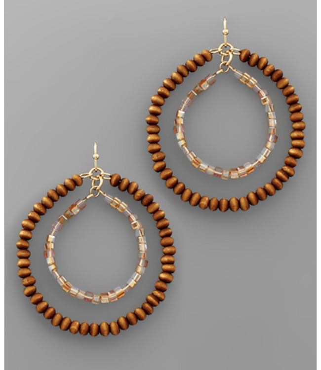 Wood & Glass 2 Circle Earrings