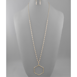 Shell Hexagon Circle Chain Necklace