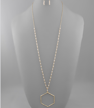 Shell Hexagon Circle Chain Necklace