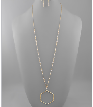 Shell Hexagon Circle Chain Necklace