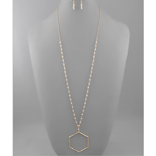 Shell Hexagon Circle Chain Necklace