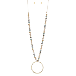 Glass Beads Circle Long Necklace