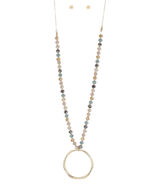 Glass Beads Circle Long Necklace