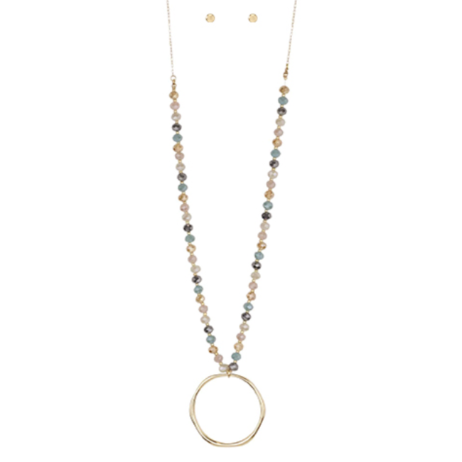 Glass Beads Circle Long Necklace