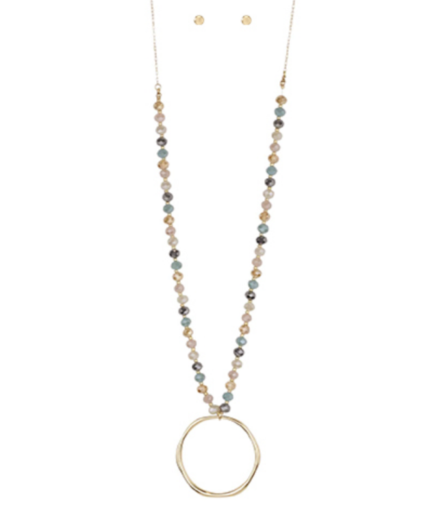 Glass Beads Circle Long Necklace