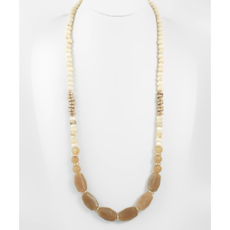 Wood Ball & Acetate Long Necklacw