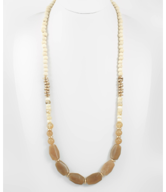 Wood Ball & Acetate Long Necklace