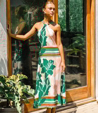 Greylin Lyra Border Halter Midi Dress