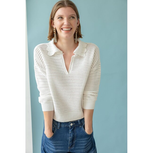 Lilla P Scalloped Collar Sweater