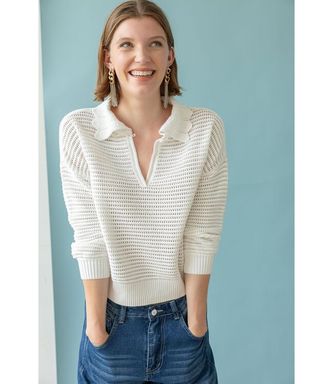 Lilla P Scalloped Collar Sweater