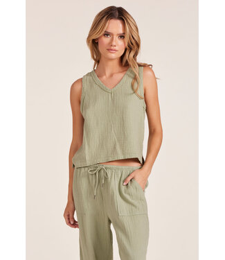 Bobi V-Neck Raw Edge Tank