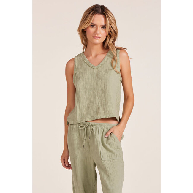 Bobi V-Neck Raw Edge Tank