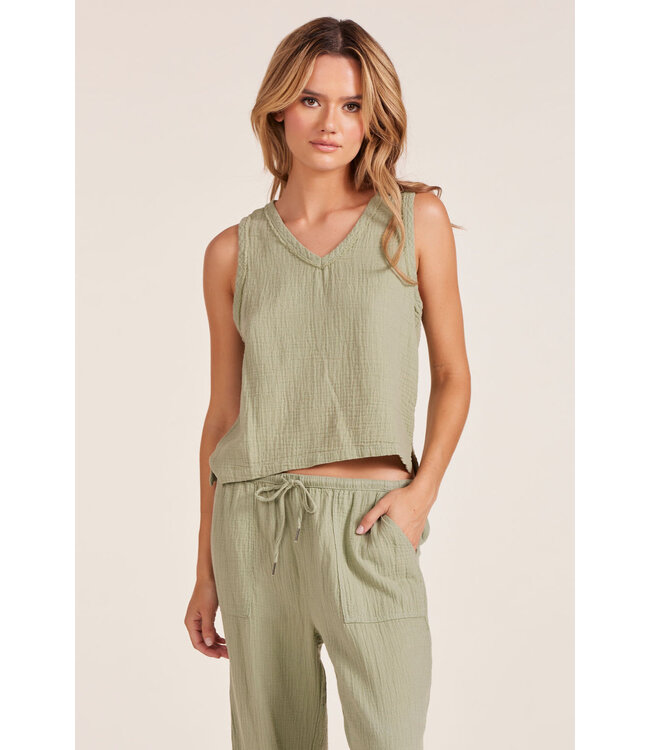 Bobi V-Neck Raw Edge Tank