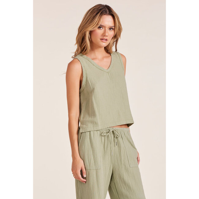 Bobi V-Neck Raw Edge Tank