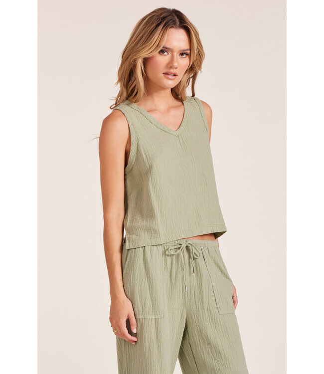 Bobi V-Neck Raw Edge Tank