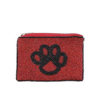 Paw Print Beaded Coin Purse