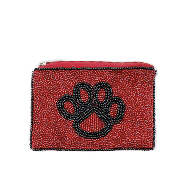 Paw Print Beaded Coin Purse