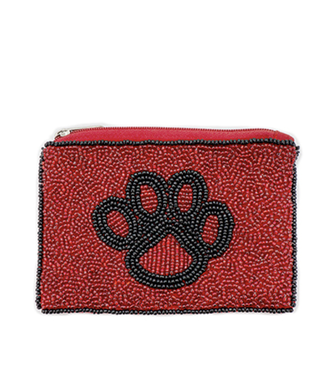 Paw Print Beaded Coin Purse