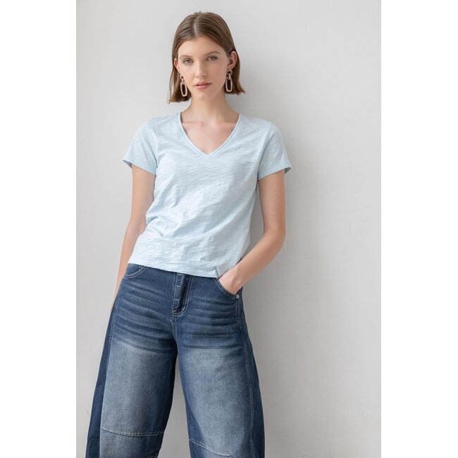 Lilla P Short Sleeve Back Seam V-Neck Tee
