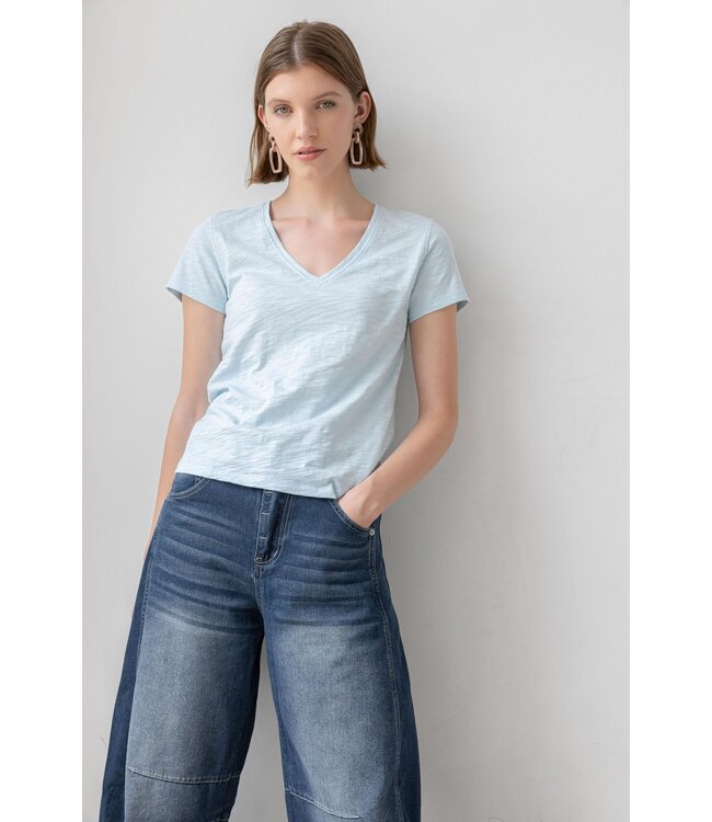Lilla P Short Sleeve Back Seam V-Neck Tee