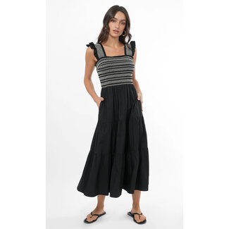 Greylin Felicia Multi Stitch Smocked Midi Dress