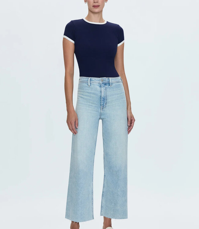 Pistola Penny Crop High Rise Wide Leg Denim