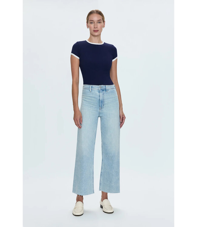 Pistola Penny Crop High Rise Wide Leg Denim