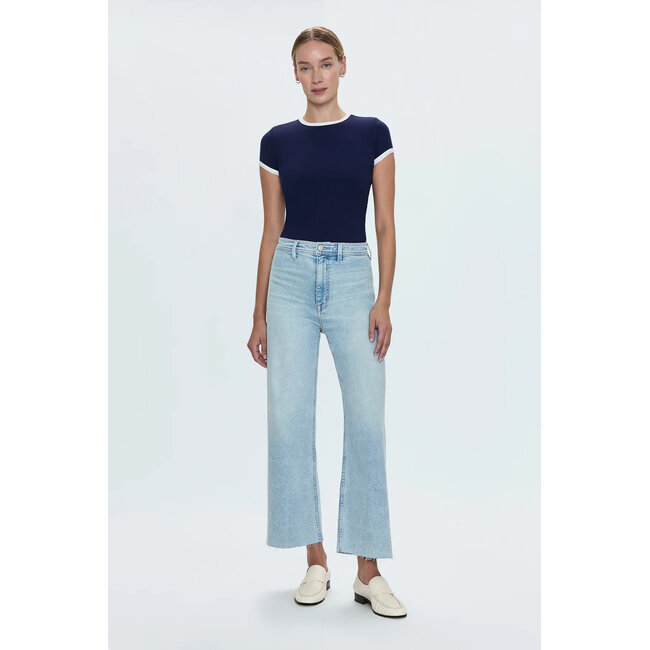 Pistola Penny Crop High Rise Wide Leg Denim