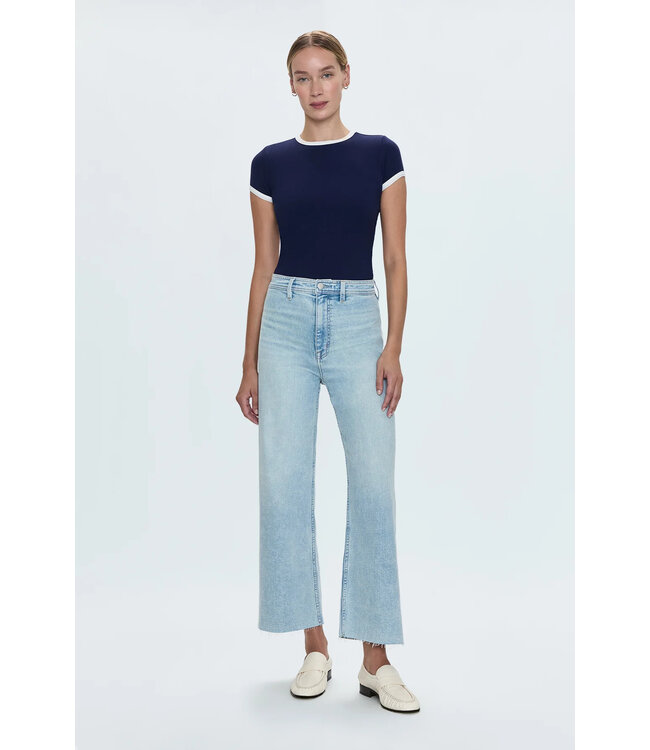Pistola Penny Crop High Rise Wide Leg Denim