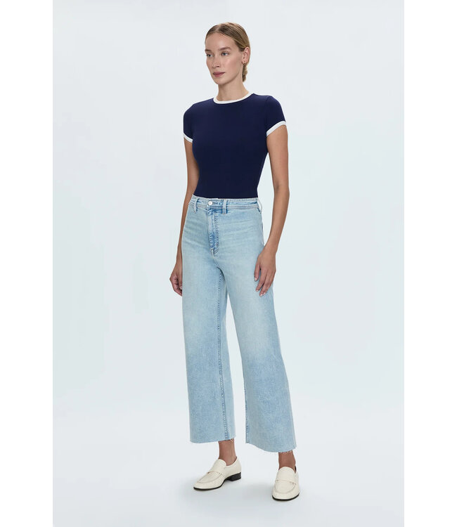 Pistola Penny Crop High Rise Wide Leg Denim