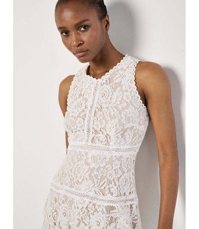 High Neck Lace Skater Dress